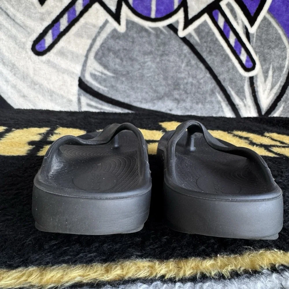 Size 7 - OOFOS Original Womens Recovery Black Thong Flip Flop Sandals Shoes